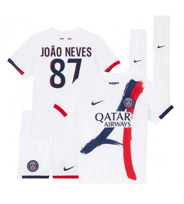 Paris Saint-Germain Joao Neves #87 Udebanetrøje Børn 2025-26 Kortærmet (+ Korte bukser)